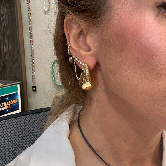 Large Gold Bottega Style Earrings